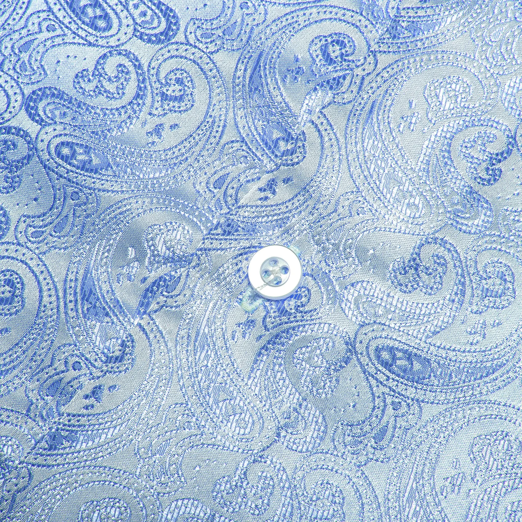 Baby Blue Paisley Pattern Silk Men's Long Sleeve Shirt