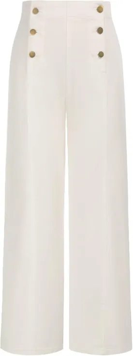 Belle Poque Women's High Waisted Wide Leg Jeans Button Decorated Casual Stretchy Demin Pants with Pockets
