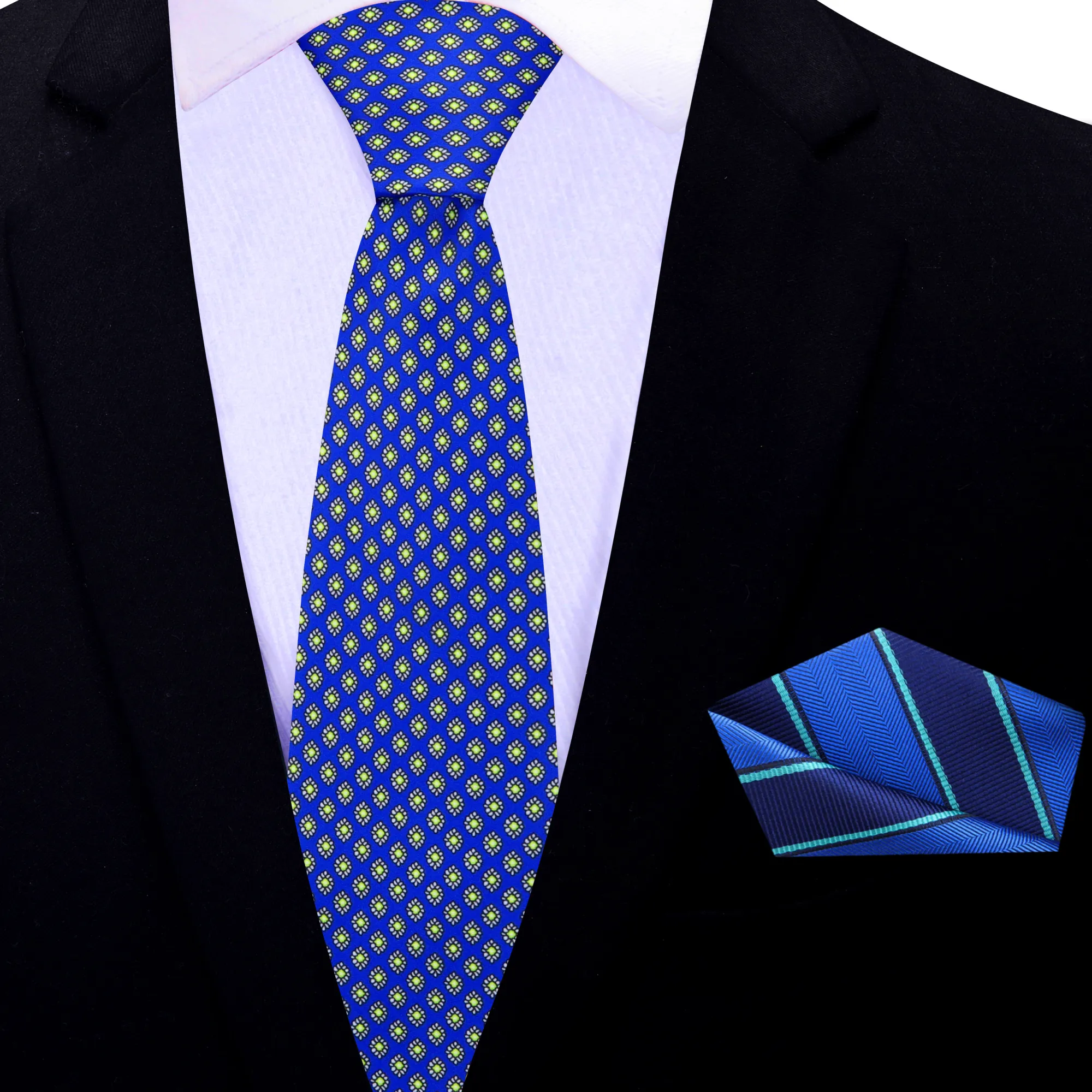 Blue & Green Radiant Medallions Necktie