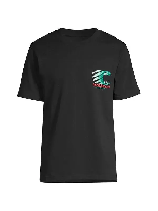 CASABLANCA Grand Prix Logo Double Sided Tee Black
