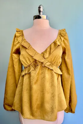 Chartreuse Jacquard Billowy Sleeve Top