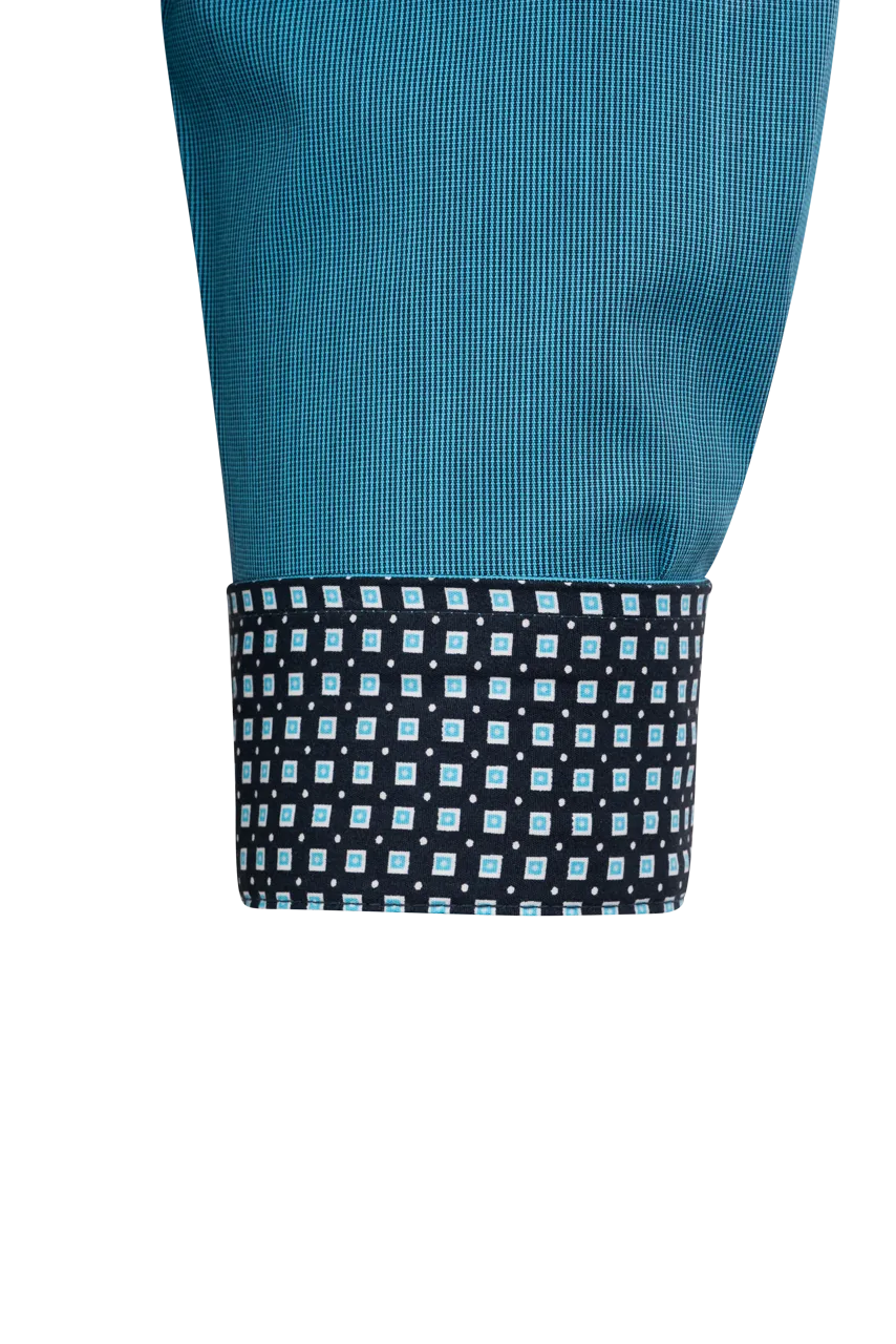 Cinch Micro Striped Button-Front Shirt - Turquoise