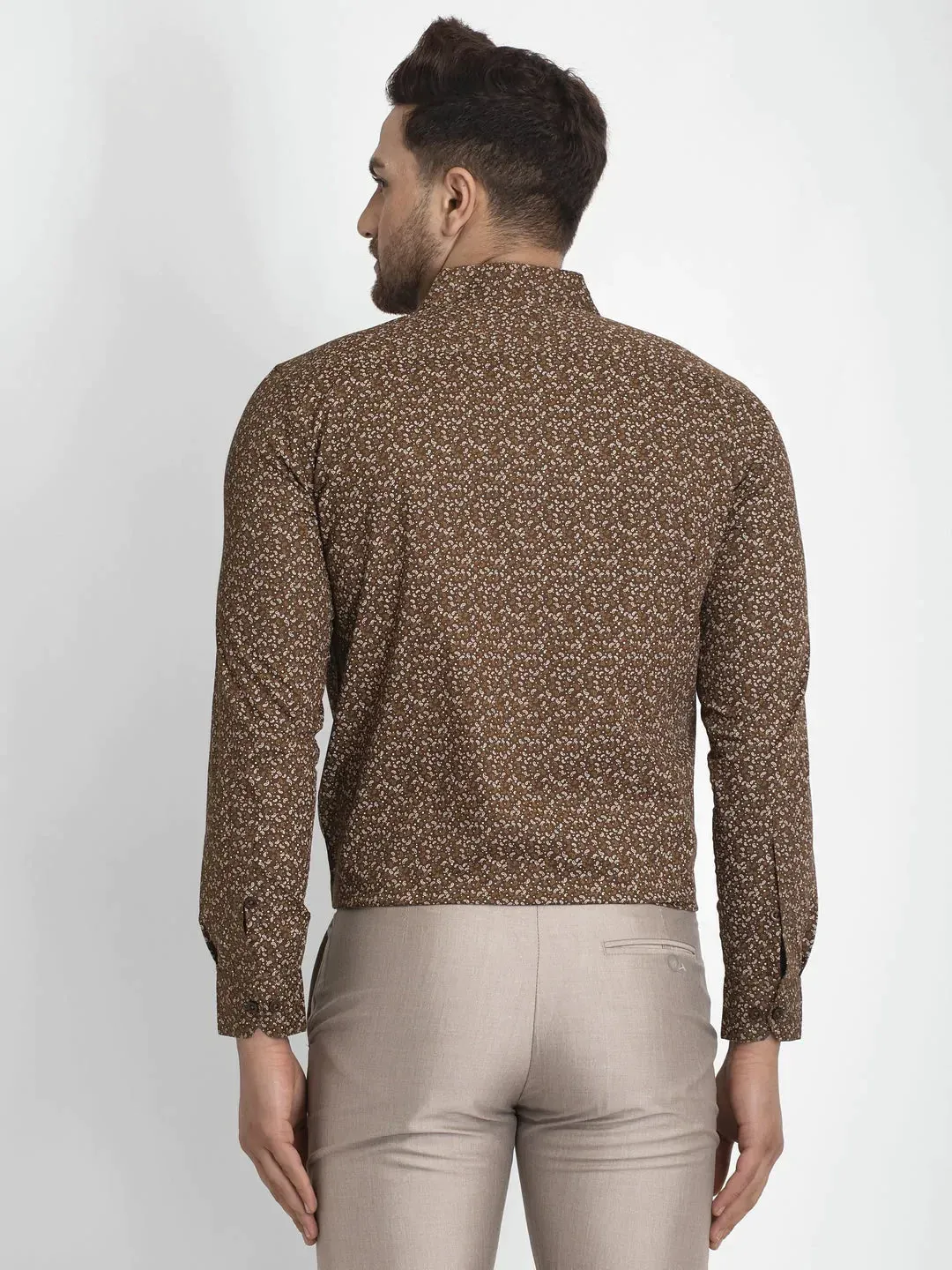 Coffee Brown Printed Formal Shirt