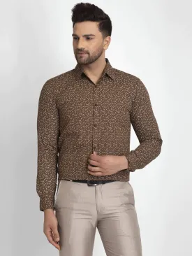 Coffee Brown Printed Formal Shirt