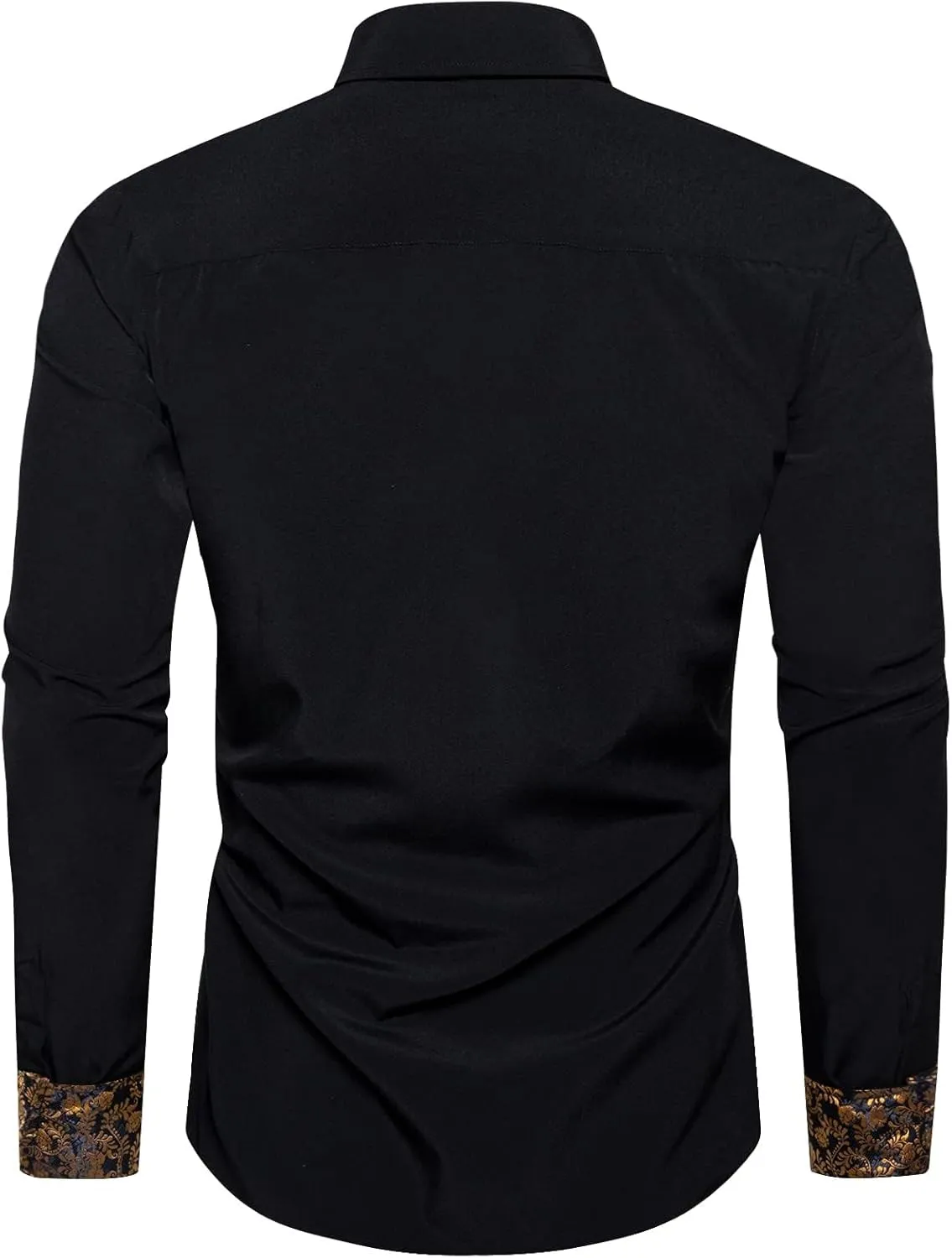 DiBanGu Mens Stretch Dress Shirt Long Sleeve Button Down Shirt Cotton Business Casual Shirts with Inner Contrast Wedding Prom