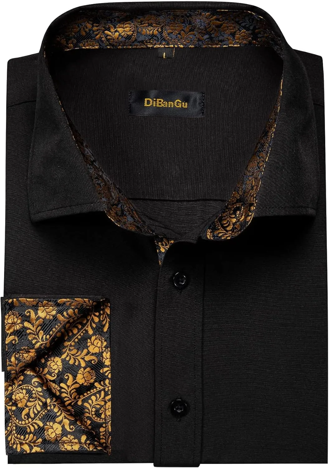 DiBanGu Mens Stretch Dress Shirt Long Sleeve Button Down Shirt Cotton Business Casual Shirts with Inner Contrast Wedding Prom