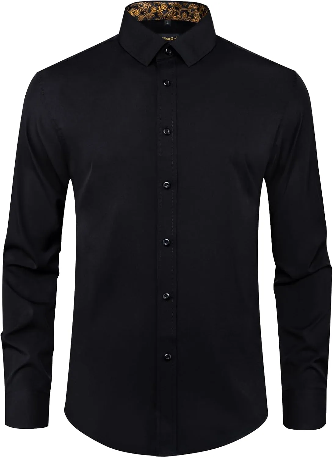 DiBanGu Mens Stretch Dress Shirt Long Sleeve Button Down Shirt Cotton Business Casual Shirts with Inner Contrast Wedding Prom