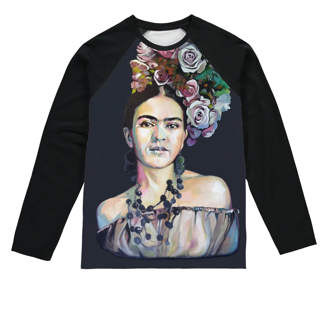 Frida - black background Baseball Long Sleeve T-Shirt