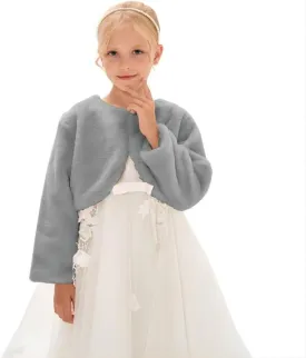 Girls Long Sleeve Cardigan Cotton Bolero Shrug Long Sleeve Top Cute Jacket Outwear White for Girls Size 2-8