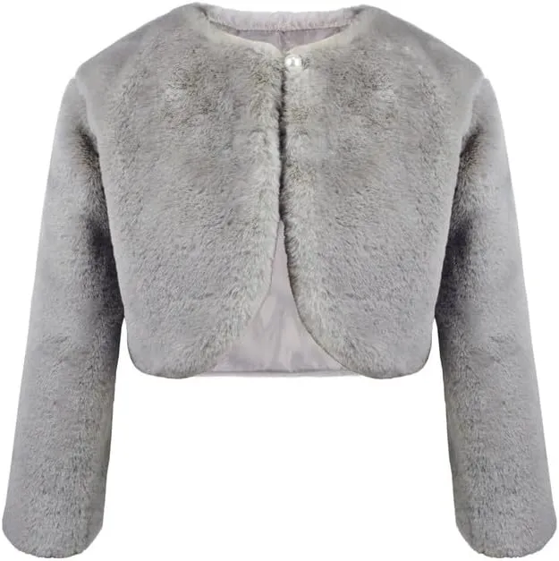 Girls Long Sleeve Cardigan Cotton Bolero Shrug Long Sleeve Top Cute Jacket Outwear White for Girls Size 2-8
