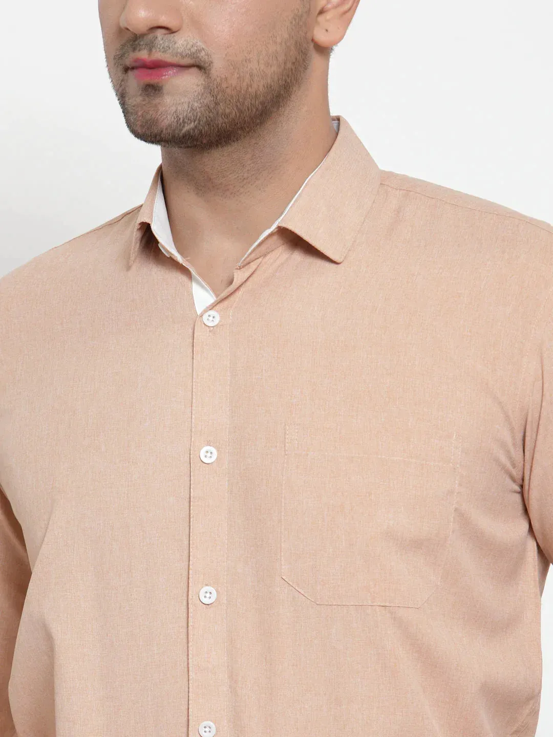 Light-Brown Formal Shirt With White Detailing