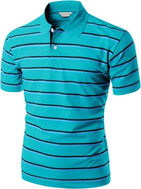 Men's 180-200 TC Silket Striped Polo Dri Fit Collar T-Shirt