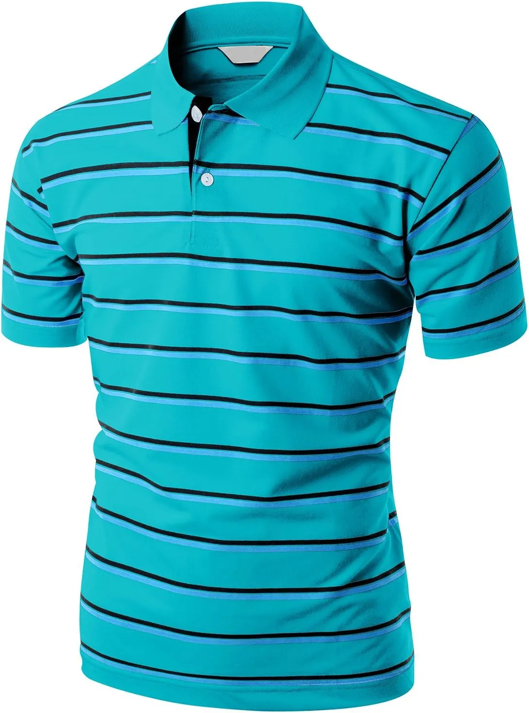 Men's 180-200 TC Silket Striped Polo Dri Fit Collar T-Shirt