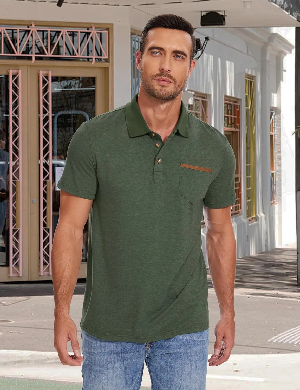 Men's Casual Polo Shirts Short Sleeve Summer Shirts Classic Collared Golf Shirt