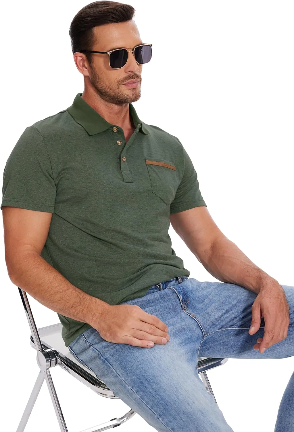 Men's Casual Polo Shirts Short Sleeve Summer Shirts Classic Collared Golf Shirt