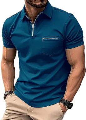 Mens Classic Polo Shirt Casual Short Sleeve Plaid Splice T-Shirts Regular-Fit Business&Golf Polo Shirts