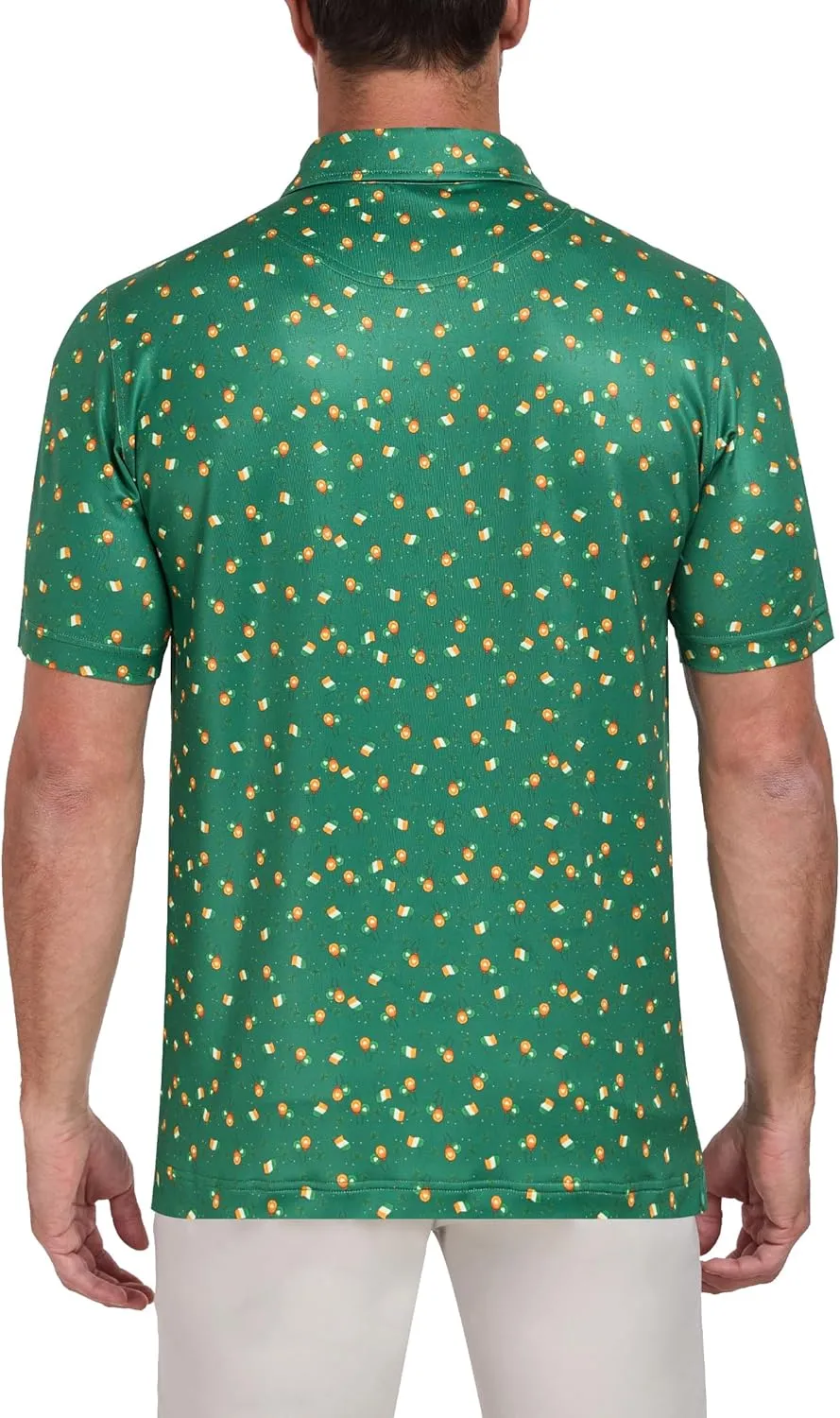 Mens Golf Shirts Short Sleeve Print Dry Fit Moisture Wicking Performance Polo Shirt