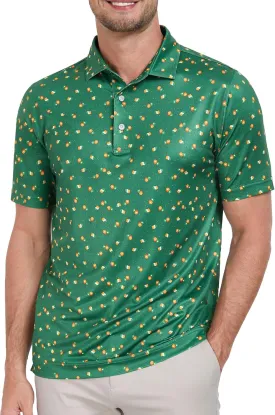 Mens Golf Shirts Short Sleeve Print Dry Fit Moisture Wicking Performance Polo Shirt