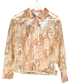 Monsoon Gwen Sheer Sequin Shirt Pink UK 8