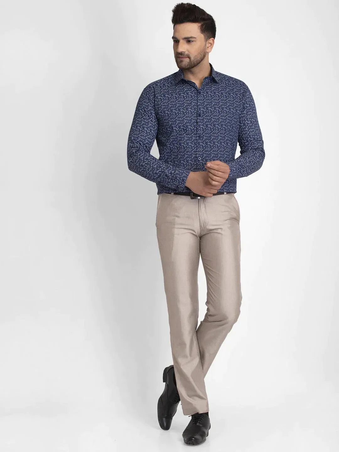 Navy Blue Printed Formal Shirt