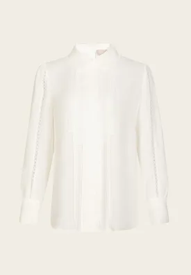 Peter Pan Collar Crepe Shirt