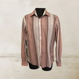 Reiss Men's Pink & White Striped Cotton Formal Shirt, Double Cuffs  Size M chest 42" Neck 17"