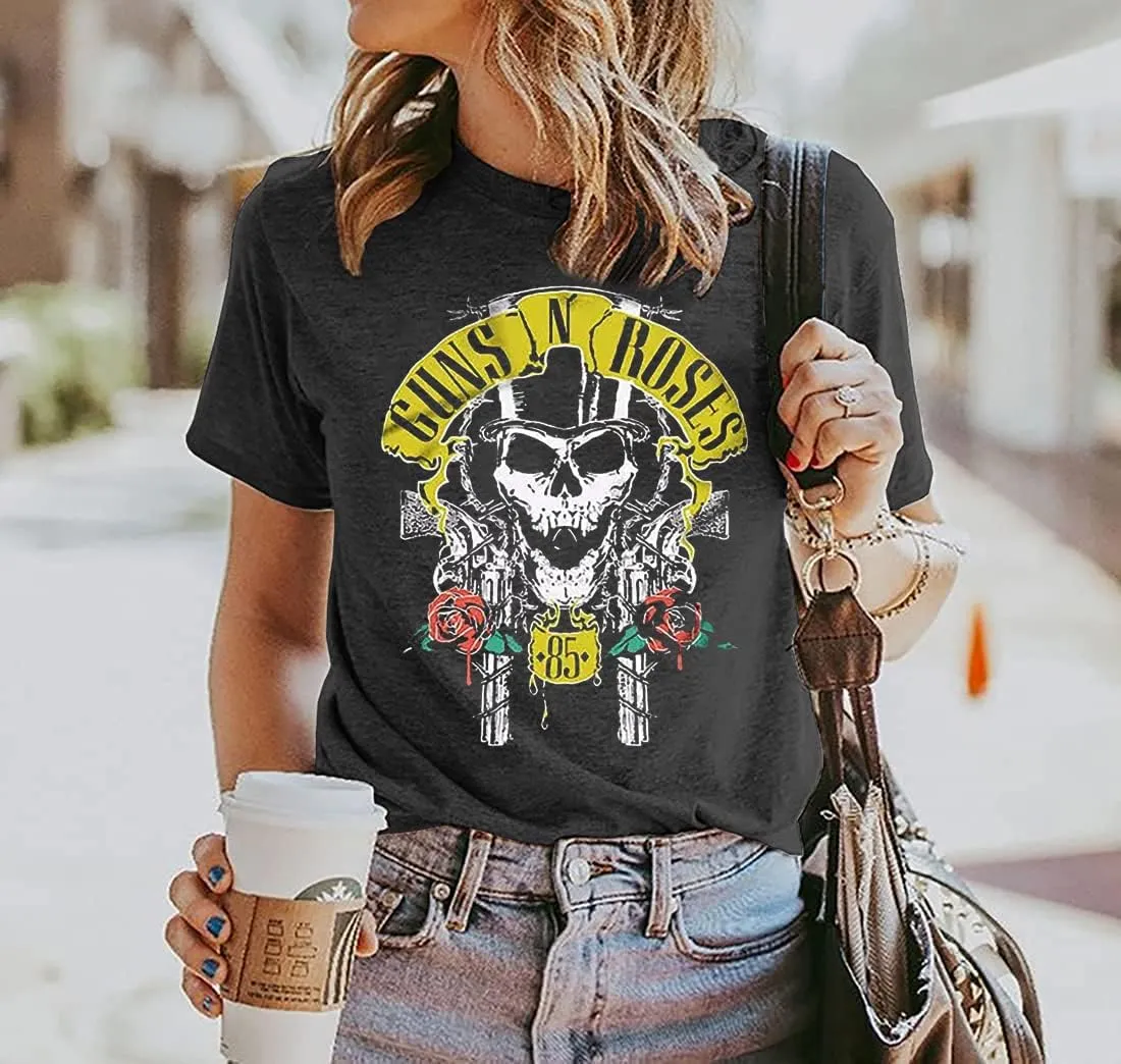 Rock Music Bleached T-Shirt Women Vintage Graphic Rock Concert Band Tee Tops Casual Band Music Lovers T-Shirt