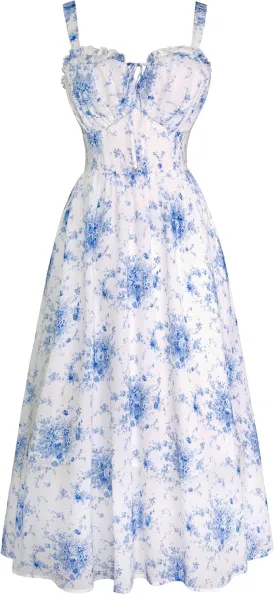 Scarlet Darkness Summer Dresses for Women 2025 Floral Corset Dress Long Milkmaid Dress