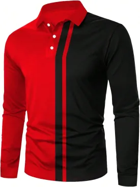 SOLY HUX Men's Golf Color Block Tennis Shirts Long Sleeve Collared Business T-Shirt