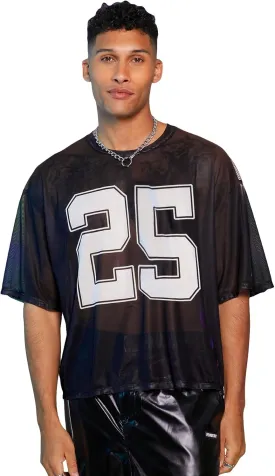 SOLY HUX Men's Sheer Mesh Number Graphic Tees Short Sleeve See Through Jersey Shirt Summer Tops