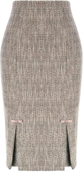 Women Back Slit Skirt High Waist Kickpleats Decorated Pencil Skirt Workwear Office Lady High Waist Pencil Skirts