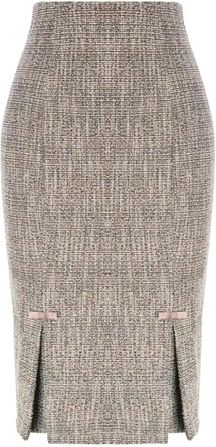 Women Back Slit Skirt High Waist Kickpleats Decorated Pencil Skirt Workwear Office Lady High Waist Pencil Skirts