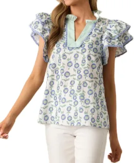 Women Boho Floral Peplum Shirt Flutter Sleeve Ruffle Babyboll Tops V Neck Patchwork Summer Coquette Blouse
