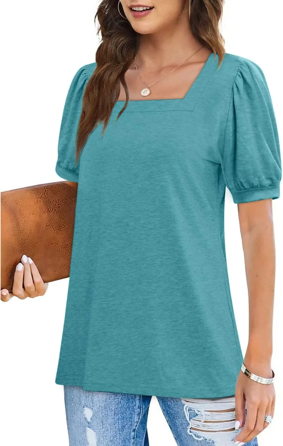 Womens Business Casual Tops Summer V Neck T Shirt Ruffle Short Sleeve Tunic Blouses for Women