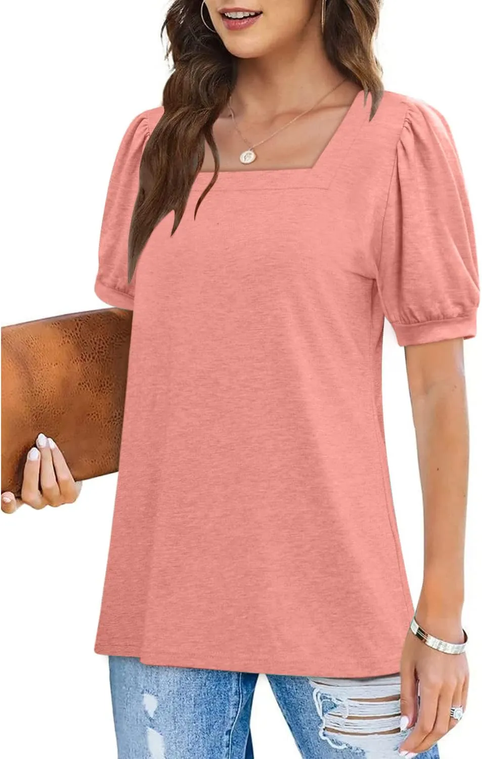 Womens Business Casual Tops Summer V Neck T Shirt Ruffle Short Sleeve Tunic Blouses for Women