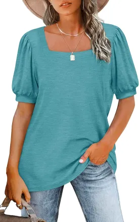 Womens Business Casual Tops Summer V Neck T Shirt Ruffle Short Sleeve Tunic Blouses for Women