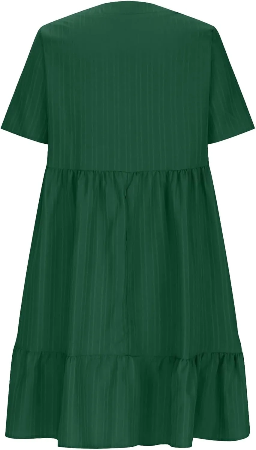 Womens Dresses Summer Plus Size Short Sleeve V Neck Casual Flowy Tshirt Dress Beach Travel Vacation Mini Sundress