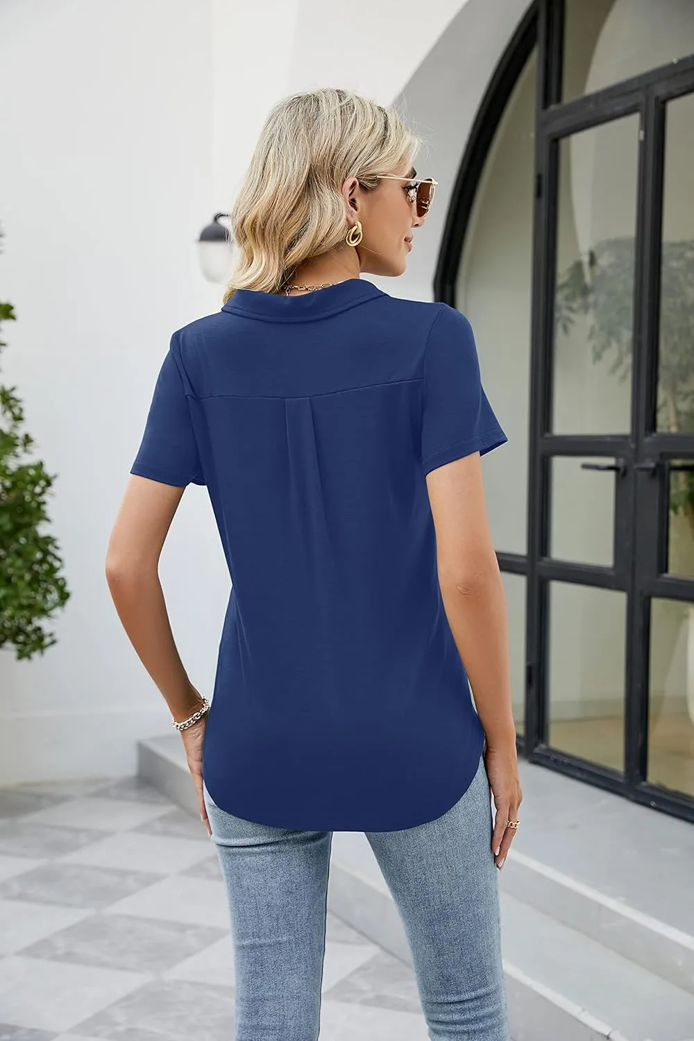 Women's Polo Shirts Short Sleeve Work Tops Business Casual Summer Tops Fashion 2025 Collared Blouses