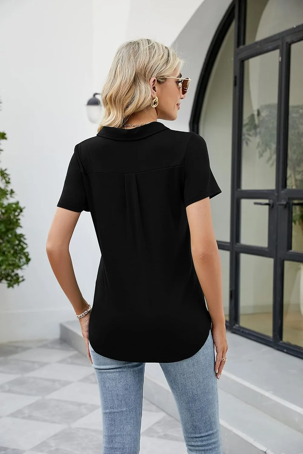 Women's Polo Shirts Short Sleeve Work Tops Business Casual Summer Tops Fashion 2025 Collared Blouses