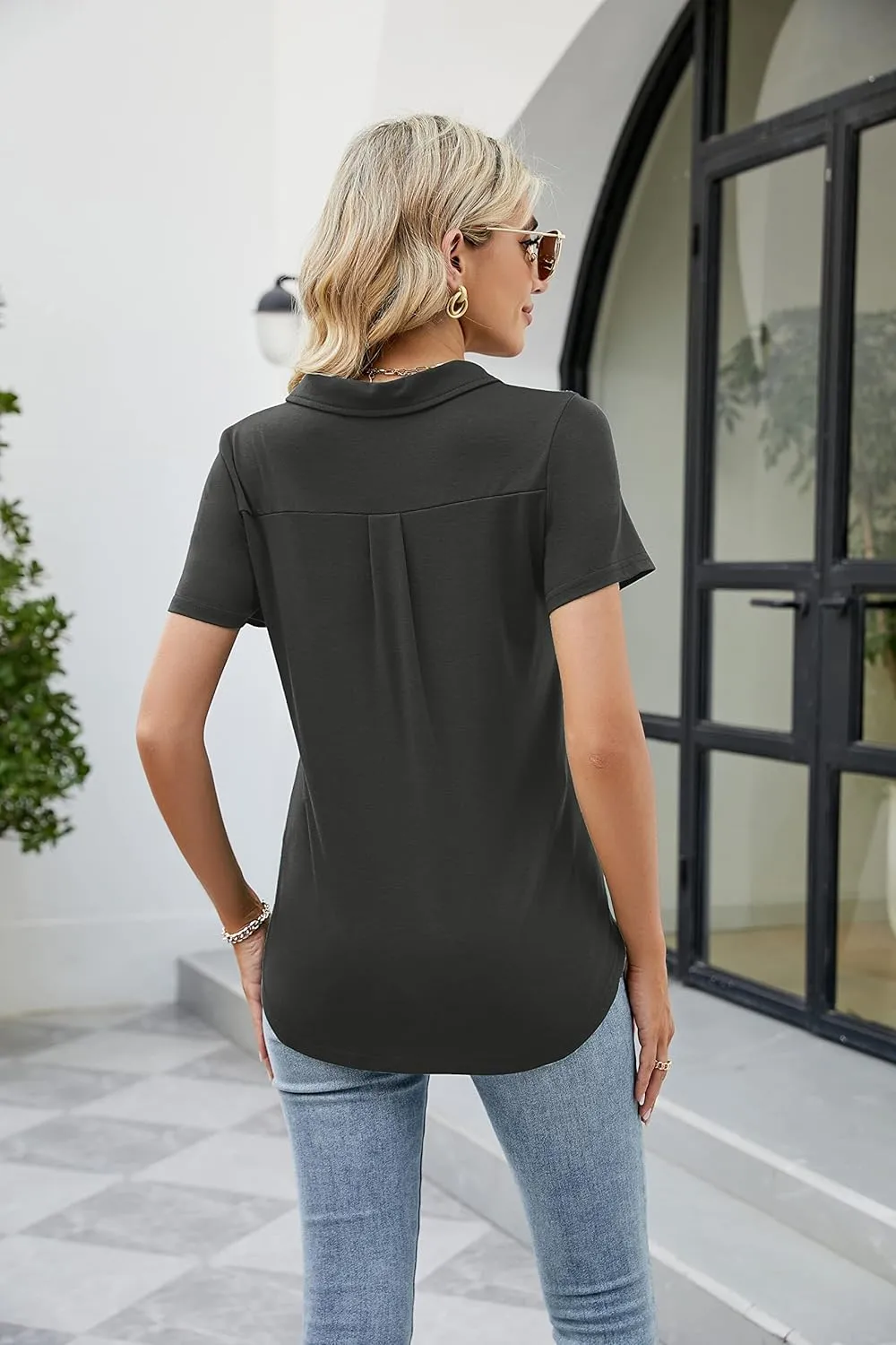 Women's Polo Shirts Short Sleeve Work Tops Business Casual Summer Tops Fashion 2025 Collared Blouses
