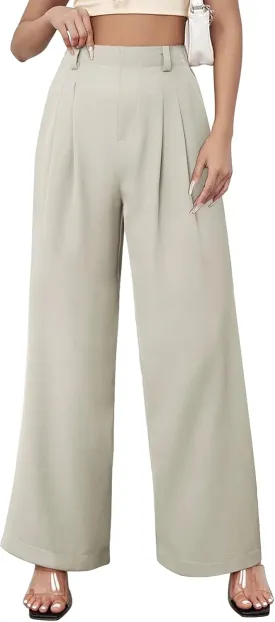 Womens Wide Leg Pants High Waisted Dress Pants Straight Leg Work Office Trousers with Pockets Business Casual Outfits
