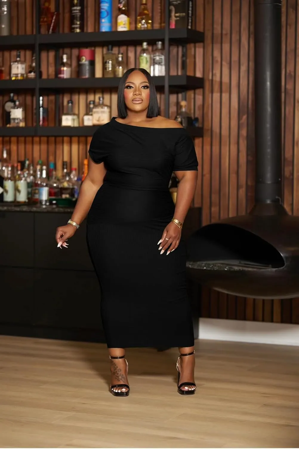 YeGine Women Plus Size Bodycon Long Dress Off Shoulder Sexy Slim Elegant Dresses