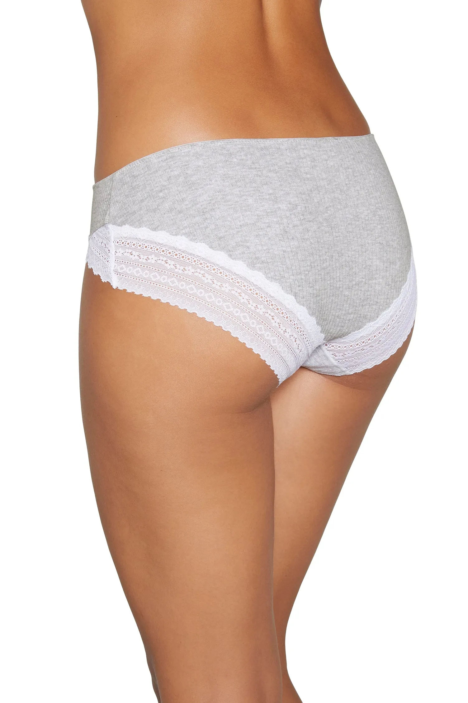 Ysabel Mora Cotton and Lace Patterned / Plain Midi Briefs 2 Pair Pack 19152