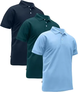 ZITY Men's 3 Pack Polo Shirts Short Sleeve Moisture-Wicking Golf Shirt Business Causal Tops