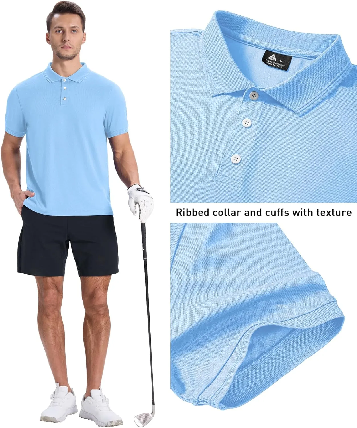ZITY Men's 3 Pack Polo Shirts Short Sleeve Moisture-Wicking Golf Shirt Business Causal Tops